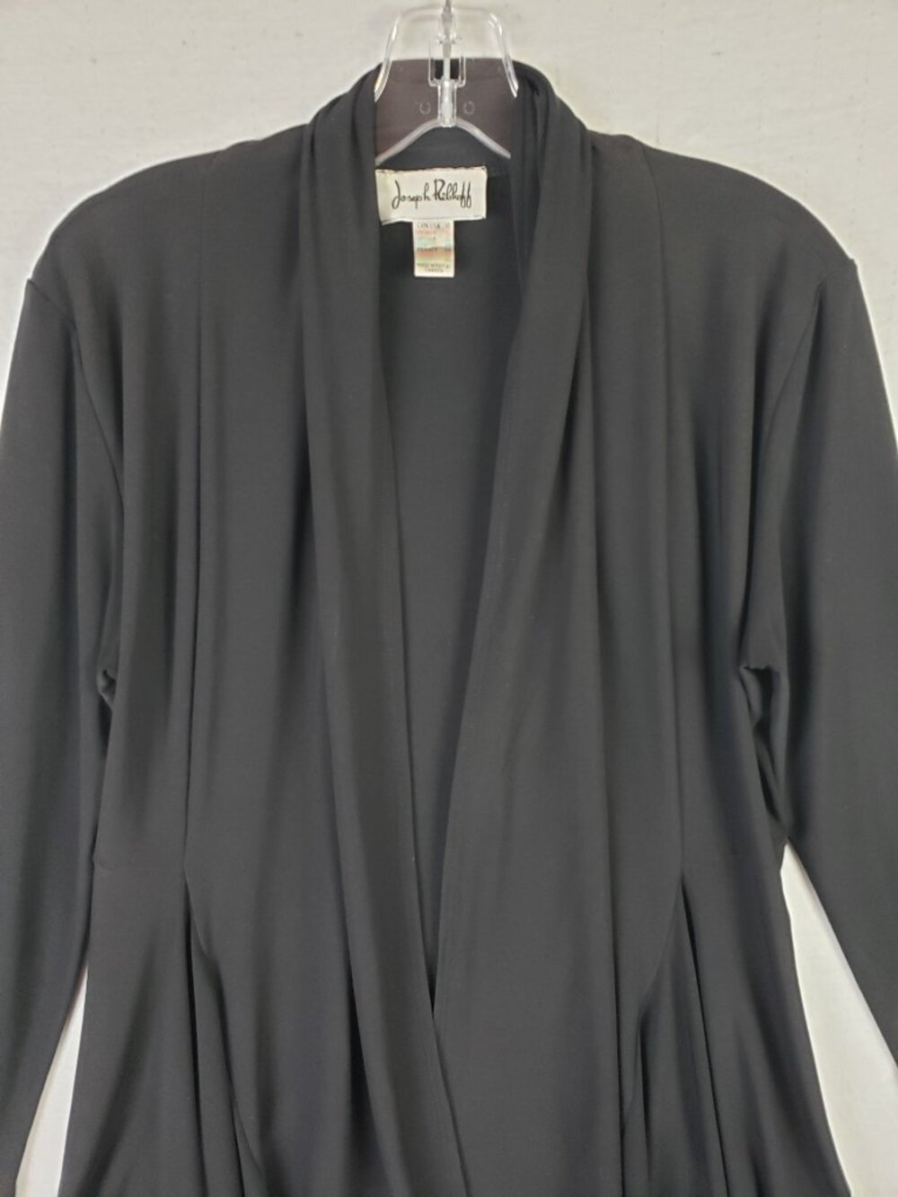 Joseph Ribkoff Draped Jacket Cardigan Slinky Stretch Black size 10 Minimalist - Picture 3 of 8